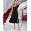 imageGRACE KARIN Womens V Neck Ruffle Sleeve Summer Dress 2025 Split Flowy Tiered Midi Dress Wedding Guest Cocktail DressesBlacksolid