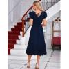 imageGRACE KARIN Womens V Neck Ruffle Sleeve Summer Dress 2025 Split Flowy Tiered Midi Dress Wedding Guest Cocktail DressesNavy Bluesolid