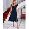 imageGRACE KARIN Womens V Neck Ruffle Sleeve Summer Dress 2025 Split Flowy Tiered Midi Dress Wedding Guest Cocktail DressesNavy Bluesolid