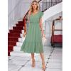 imageGRACE KARIN Womens V Neck Ruffle Sleeve Summer Dress 2025 Split Flowy Tiered Midi Dress Wedding Guest Cocktail DressesSage Greensolid