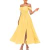 imageGRACE KARIN 2025 Womens Summer Floral Print Flowy A Line Maxi Dresses Sleeveless Smocked Off Shoulder DressLight Yellow