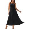 imageGRACE KARIN 2025 Womens Summer Flowy Aline Boho Dresses Spaghetti Strap Long Beach Sundress Smocked Maxi Dress with PocketsBlack