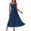 imageGRACE KARIN 2025 Womens Summer Flowy Aline Boho Dresses Spaghetti Strap Long Beach Sundress Smocked Maxi Dress with PocketsBlue Green