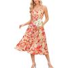 imageGRACE KARIN Womens Summer Floral Wedding Guest Dress Boho Beach Casual Formal Dresses A Line Sleeveless Dress with PocketsRed Yellow Floral