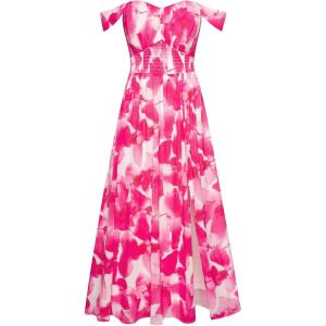 imageGRACE KARIN 2025 Womens Summer Floral Print Flowy A Line Maxi Dresses Sleeveless Smocked Off Shoulder DressPink Watercolour