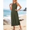 imageGRACE KARIN Womens 2025 Summer Hollow Out Halter Dresses Casual Swing ALine Sundress Beach Vacation Maxi Dress with BeltArmy Green