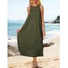 imageGRACE KARIN Womens 2025 Summer Hollow Out Halter Dresses Casual Swing ALine Sundress Beach Vacation Maxi Dress with BeltArmy Green