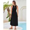 imageGRACE KARIN Womens 2025 Summer Hollow Out Halter Dresses Casual Swing ALine Sundress Beach Vacation Maxi Dress with BeltBlack