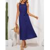 imageGRACE KARIN Womens 2025 Summer Hollow Out Halter Dresses Casual Swing ALine Sundress Beach Vacation Maxi Dress with BeltDark Blue