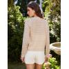 imageGRACE KARIN Womens Lightweight Corchet Cardigan Sweaters 2025 Summer Long Sleeve Mesh Sweater Jacket with PocketsBeige