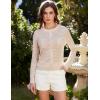 imageGRACE KARIN Womens Lightweight Corchet Cardigan Sweaters 2025 Summer Long Sleeve Mesh Sweater Jacket with PocketsBeige