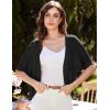 imageGRACE KARIN Womens Short Sleeve Shrug Sweaters Open Front Crochet Cardigan Lightweight Knit Bolero Jackets for DressesBlack