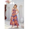 imageGRACE KARIN Womens Summer Dresses 2025 Halter Neck Sleeveless Smocked Backless Cut Out Floral Flowy A Line Maxi DressOrange Blue