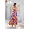 imageGRACE KARIN Womens Summer Dresses 2025 Halter Neck Sleeveless Smocked Backless Cut Out Floral Flowy A Line Maxi DressOrange Blue