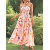 imageGRACE KARIN Womens Summer Dresses 2025 Halter Neck Sleeveless Smocked Backless Cut Out Floral Flowy A Line Maxi DressPurple Pink