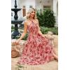 imageGRACE KARIN Womens Summer Dresses 2025 Halter Neck Sleeveless Smocked Backless Cut Out Floral Flowy A Line Maxi DressRed White