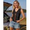 imageGRACE KARIN Womens Tie Front Sweater Vest Summer Sleeveless Crop Crochet Knit Tops Lightweight Cardigan Sweaters TopsBlack