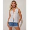 imageGRACE KARIN Womens Tie Front Sweater Vest Summer Sleeveless Crop Crochet Knit Tops Lightweight Cardigan Sweaters TopsIvory