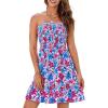 imageGRACE KARIN Summer Dresses for Women Beach Cover Ups 2025 Tube Strapless Floral Boho Print SundressMulticoloured Blue Floral
