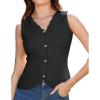 imageGRACE KARIN Women Sweater Vests Button Down Sleeveless Cardigan Casual V Neck Sweater Tops 2025 Spring Summer OutfitsBlack