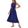 imageGRACE KARIN Womens 2025 Summer Hollow Out Halter Dresses Casual Swing ALine Sundress Beach Vacation Maxi Dress with BeltDark Blue