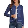 imageGRACE KARIN Womens Lightweight Corchet Cardigan Sweaters 2025 Summer Long Sleeve Mesh Sweater Jacket with PocketsNavy Blue