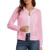 imageGRACE KARIN Womens Lightweight Corchet Cardigan Sweaters 2025 Summer Long Sleeve Mesh Sweater Jacket with PocketsPink