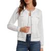 imageGRACE KARIN Womens Lightweight Corchet Cardigan Sweaters 2025 Summer Long Sleeve Mesh Sweater Jacket with PocketsWhite