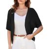 imageGRACE KARIN Womens Short Sleeve Shrug Sweaters Open Front Crochet Cardigan Lightweight Knit Bolero Jackets for DressesBlack