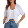 imageGRACE KARIN Womens Short Sleeve Shrug Sweaters Open Front Crochet Cardigan Lightweight Knit Bolero Jackets for DressesWhite