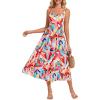imageGRACE KARIN Womens Summer Square Neck Sleeveless Floral Midi Dress 2025 Boho Beach Casual Dresses with PocketsRed Floral