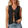imageGRACE KARIN Womens Tie Front Sweater Vest Summer Sleeveless Crop Crochet Knit Tops Lightweight Cardigan Sweaters TopsBlack
