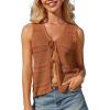 imageGRACE KARIN Womens Tie Front Sweater Vest Summer Sleeveless Crop Crochet Knit Tops Lightweight Cardigan Sweaters TopsBrown