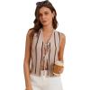 imageGRACE KARIN Vest Tops for Women Striped Sweater Vest 2025 Summer Y2k Cropped Button Up V Neck Sleeveless Tank TopApricot Striped