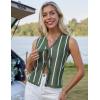 imageGRACE KARIN Vest Tops for Women Striped Sweater Vest 2025 Summer Y2k Cropped Button Up V Neck Sleeveless Tank TopArmy Green Striped