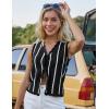 imageGRACE KARIN Vest Tops for Women Striped Sweater Vest 2025 Summer Y2k Cropped Button Up V Neck Sleeveless Tank TopBlack Striped