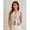 imageGRACE KARIN Vest Tops for Women Striped Sweater Vest 2025 Summer Y2k Cropped Button Up V Neck Sleeveless Tank TopWhite Striped