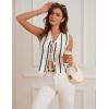 imageGRACE KARIN Vest Tops for Women Striped Sweater Vest 2025 Summer Y2k Cropped Button Up V Neck Sleeveless Tank TopWhite Striped