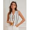 imageGRACE KARIN Vest Tops for Women Striped Sweater Vest 2025 Summer Y2k Cropped Button Up V Neck Sleeveless Tank TopWhite Striped
