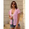 imageGRACE KARIN Womens Short Sleeve Cardigan 2025 Summer Crochet Cardigans for Women Lightweight Shrugs Sweaters TopsPink