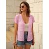 imageGRACE KARIN Womens Short Sleeve Cardigan 2025 Summer Crochet Cardigans for Women Lightweight Shrugs Sweaters TopsPink