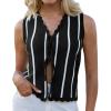 imageGRACE KARIN Vest Tops for Women Striped Sweater Vest 2025 Summer Y2k Cropped Button Up V Neck Sleeveless Tank TopBlack Striped