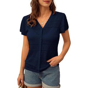 imageGRACE KARIN Womens Short Sleeve Cardigan 2025 Summer Crochet Cardigans for Women Lightweight Shrugs Sweaters TopsNavy Blue