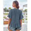 imageGRACE KARIN Womens 2025 Summer Tops Casual Ruffle Short Sleeve V Neck Button Down Loose Fit Babydoll Tops ShirtGray Blue