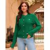 imageGRACE KARIN Womens Open Front Button Down Long Sleeve Texture Knit Cardigan Sweaters with PocketsGreen