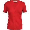 imageGRACE KARIN Womens 2024 Basic Summer Short Sleeve Cardigan Sweaters Lightweight VNeck Button Down Cropped Shrug SweaterShort Sleeve Red
