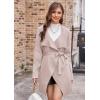 imageGRACE KARIN Cardigan for Women Lapel Draped Open Front Thin Sweater Long Sleeve Irregular Hem Outwear with BeltSilver Pink
