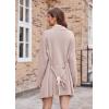 imageGRACE KARIN Cardigan for Women Lapel Draped Open Front Thin Sweater Long Sleeve Irregular Hem Outwear with BeltSilver Pink