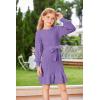 imageGRACE KARIN Girls Sweater Dress Cable Knit Long Sleeve Fall Winter Dress for Girl with Belt Sizes 614Blue Purple