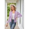 imageGRACE KARIN Womens Casual Draped Open Front Cropped Cardigan Long Sleeve Sweater Peplum Knit OutwearLight Purple